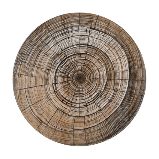 Rustikaler Baumring Rundschneider für Küche Schneidebrett (Vorderseite)