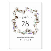 Rustikaler Baumwolllavender Tischnummer (Rückseite)