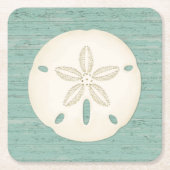 Rustikaler Beach Sand Dollar Square Untersetzer (Vorderseite)