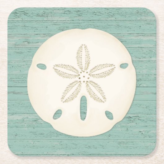 Rustikaler Beach Sand Dollar Square Untersetzer (Vorderseite)