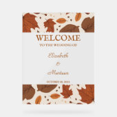 Rustikaler Beige-Brauner Ahorn Verlasst Herbsthoch Acrylschild (Vorderseite)