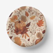 Rustikaler Beige-Brauner Ahorn Verlasst Herbsthoch Pappteller (Vorderseite)