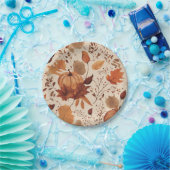 Rustikaler Beige-Brauner Ahorn Verlasst Herbsthoch Pappteller (Party)