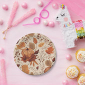 Rustikaler Beige-Brauner Ahorn Verlasst Herbsthoch Pappteller (Party)