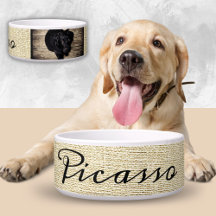 Rustikaler Beige Dog's Name in Black Script 2 Foto