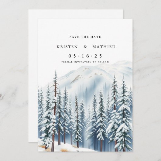 Rustikaler Berg Save The Date (Vorne/Hinten)