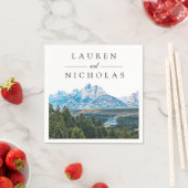 Rustikaler Bergblick Personalisierte Hochzeit Napk Serviette (Beispiel)