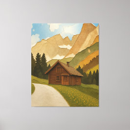 Rustikaler Berghütten-Wandkunst-Druck Leinwanddruck