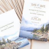 Rustikaler Bergsee Save the Date Card Lake Tahoe Einladung