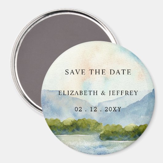 Rustikaler Bergsee Save the Date Magnet (Vorderseite/Rückseite)