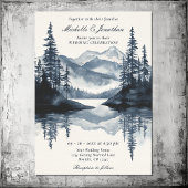 Rustikaler Bergsee-Wald auf einer Hochzeit Einladung