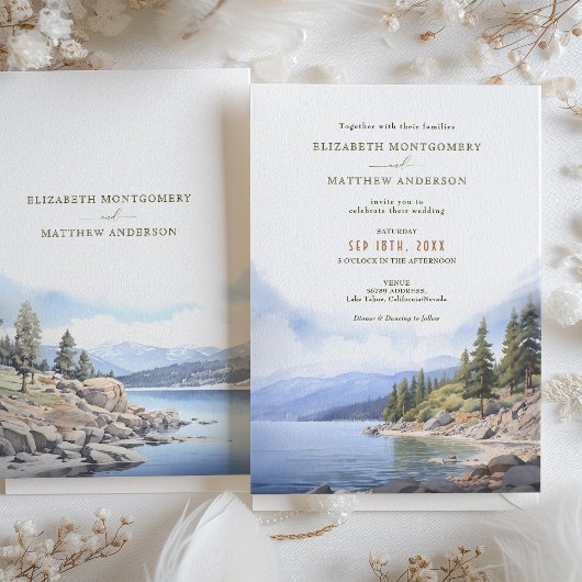Rustikaler Bergsee Wedding Lake Tahoe Einladung