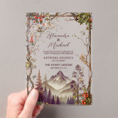 Rustikaler Bergwald Evergreen Tree Wedding Acryleinladungen (Insitu (Handheld))