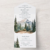 Rustikaler Bergwald Evergreen Tree Wedding All In One Einladung (Innen Boden)