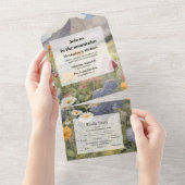 Rustikaler Bergwald Evergreen Tree Wedding All In One Einladung (Abreißen)