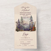 Rustikaler Bergwald Evergreen Tree Wedding All In One Einladung (Innen Boden)