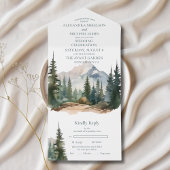Rustikaler Bergwald Evergreen Tree Wedding All In One Einladung