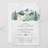 Rustikaler Bergwald Evergreen Tree Wedding Einladung (Vorderseite)