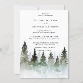 Rustikaler Bergwald Evergreen Tree Wedding Einladung