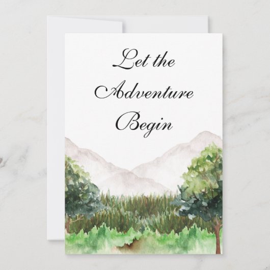 Rustikaler Bergwald Evergreen Tree Wedding Einladung (Rückseite)