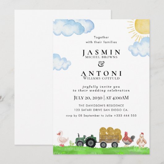 Rustikaler Bergwald Evergreen Tree Wedding Einladung (Vorne/Hinten)