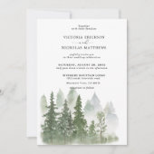 Rustikaler Bergwald Evergreen Tree Wedding Invi Einladung (Vorderseite)