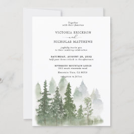 Rustikaler Bergwald Evergreen Tree Wedding Invi Einladung