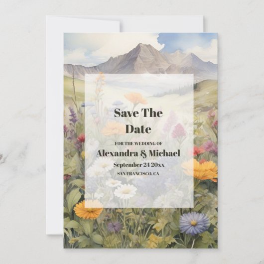 Rustikaler Bergwald Evergreen Tree Wedding Save The Date (Vorderseite)
