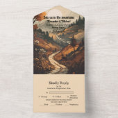 Rustikaler Bergwald Evergreen Wedding All In One Einladung (Innen Boden)