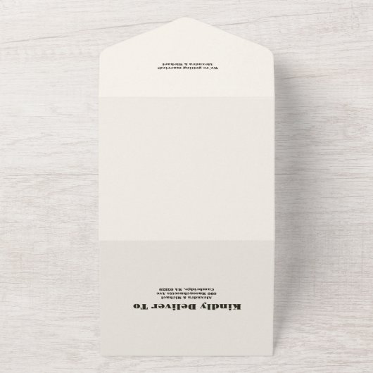 Rustikaler Bergwald Evergreen Wedding All In One Einladung (Außenbereich)