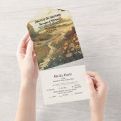 Rustikaler Bergwald Evergreen Wedding All In One Einladung (Abreißen)