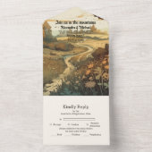Rustikaler Bergwald Evergreen Wedding All In One Einladung (Innen Boden)