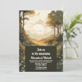 Rustikaler Bergwald Evergreen Wedding Einladung (Stehend Vorderseite)