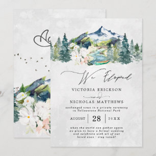Rustikaler Bergwald Evergreen Wedding Einladung