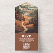 Rustikaler Bergwald Evergreen Wedding QR Code All In One Einladung (Innen Boden)