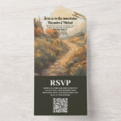 Rustikaler Bergwald Evergreen Wedding QR Code All In One Einladung (Innen Boden)
