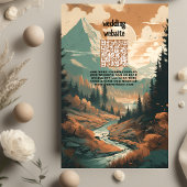 Rustikaler Bergwald Evergreen Wedding QR Code Begleitkarte