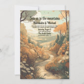 Rustikaler Bergwald Evergreen Wedding QR Code Einladung (Vorderseite)