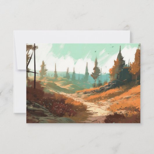 Rustikaler Bergwald Evergreen Wedding RSVP Karte (Rückseite)