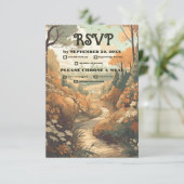 Rustikaler Bergwald Evergreen Wedding RSVP Karte (Stehend Vorderseite)