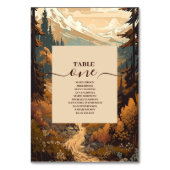 Rustikaler Bergwald Evergreen Wedding Tischnummer (Vorderseite)