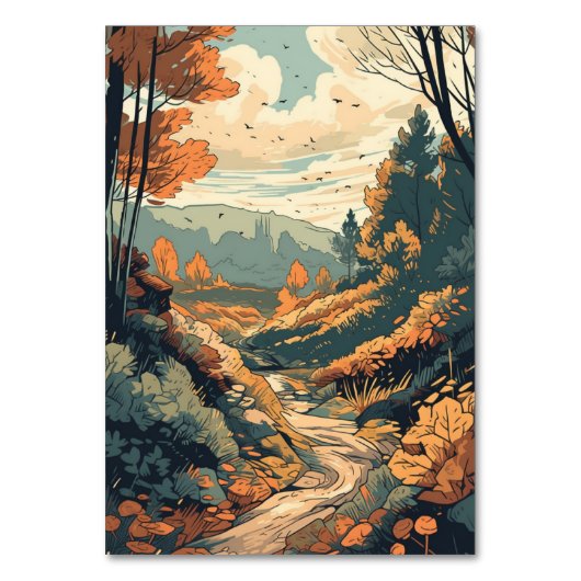 Rustikaler Bergwald Evergreen Wedding Tischnummer (Rückseite)