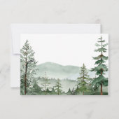 Rustikaler Bergwald Hochzeit QR-Code RSVP Karte (Rückseite)