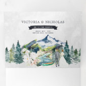 Rustikaler Bergwald | Illustrierte Hochzeit Dreifach Gefaltete Einladung (Innen Erste Seite)