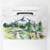 Rustikaler Bergwald | Illustrierte Hochzeit Dreifach Gefaltete Einladung (Innen Erste Seite)