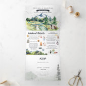 Rustikaler Bergwald | Illustrierte Hochzeit Dreifach Gefaltete Einladung (Innenseite)
