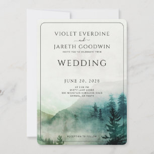 Rustikaler Bergwald nebst Hochzeit Einladung