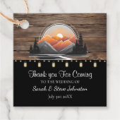 Rustikaler Bergwald Sonnenuntergang Gastgeschenk H Geschenkanhänger (Vorderseite)