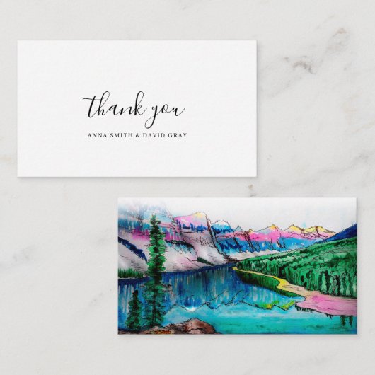 Rustikaler Bergwald Wasserfarbe Dankeskarte Begleitkarte (Vorne/Hinten)