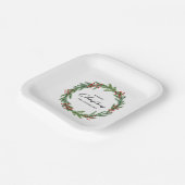 Rustikaler Berry Wreath Weihnachtsfeiertag Pappteller (Gewinkelt)